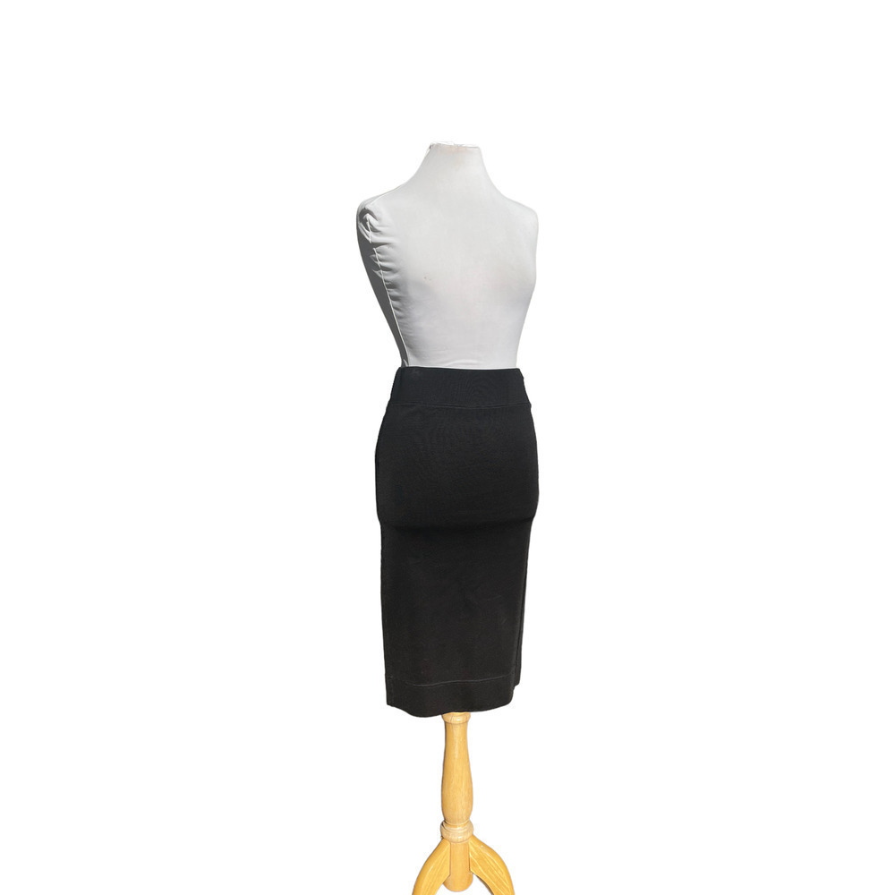 HELMUT LANG Black Ribbed Viscose Blend Stretch Pull-On Pencil Skirt  -Size Small